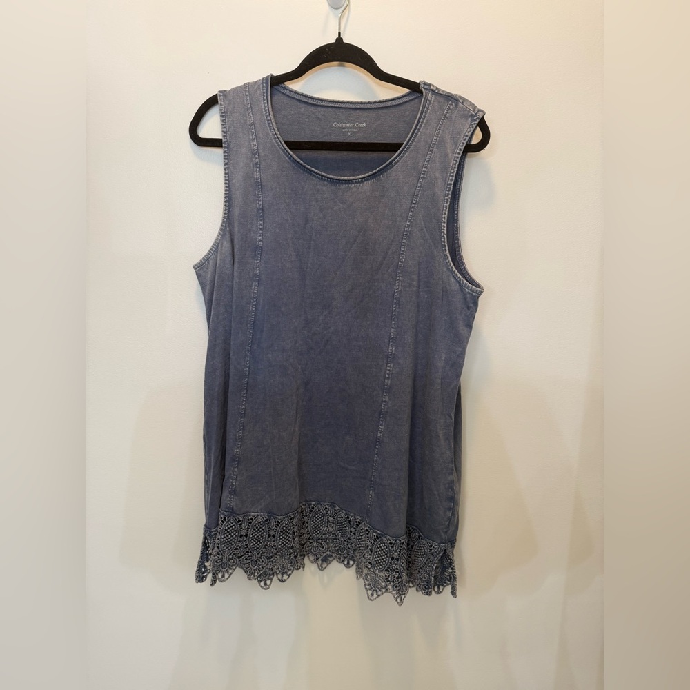 Coldwater Creek Cotton Sleeveless Dress with Lace Hem -‎ Size XL